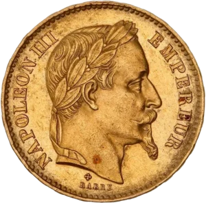 Tête laurée de Napoléon III à droite.