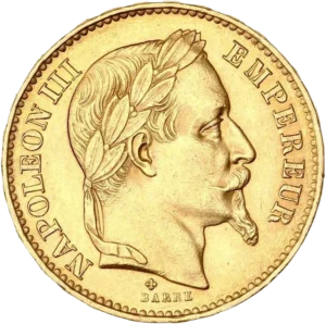 Tête laurée de Napoléon III à droite.