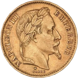 Tête laurée de Napoléon III à droite.