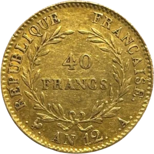 Tête de Napoléon Bonaparte, premier consul, à gauche.