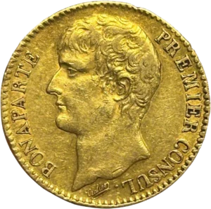 40 francs dans une couronne végétale.