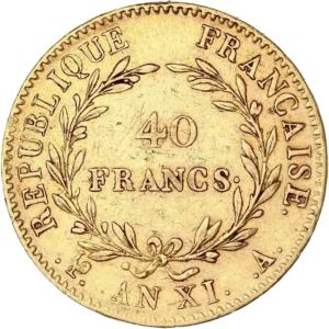 40 francs dans une couronne végétale.