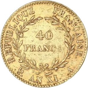 40 francs dans une couronne végétale.