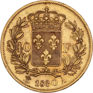 Ecu au lis couronnés entouré d'une couronne végétale.