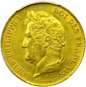 Tête laurée de Louis Philippe Ier à gauche.