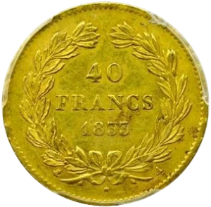 L'inscription 40 francs entourée d'une couronne de laurier.