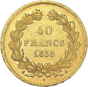 L'inscription 40 francs entourée d'une couronne de laurier.