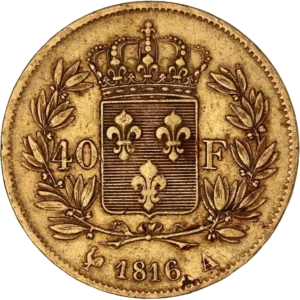 Armoiries dans une couronne de laurier.