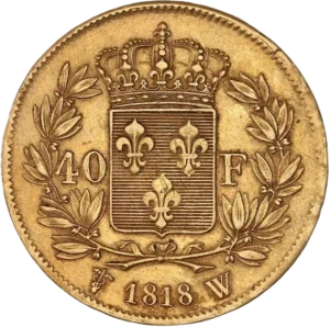 Ecu au lis couronnés entouré d'une couronne végétale.