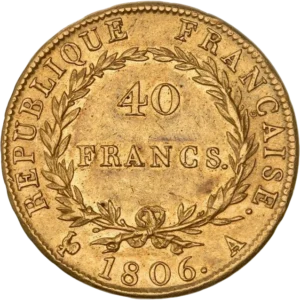 L'inscription 40 francs dans une couronne végétale.