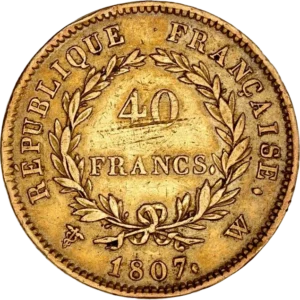 L'inscription 40 francs dans une couronne végétale.