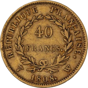 L'inscription 40 francs dans une couronne végétale.