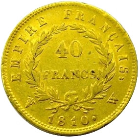 Inscription 40 francs dans une couronne de laurier.