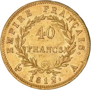 L'inscription 40 francs dans une couronne de laurier.