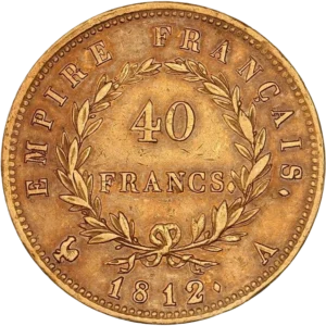 L'inscription 40 francs dans une couronne de laurier.