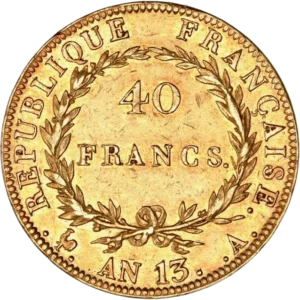 L'inscription 40 francs dans une couronne végétale.