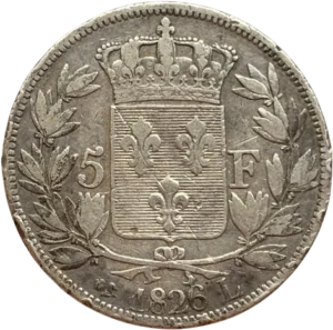 Ecu de France couronné et entouré d'une couronne de laurier.