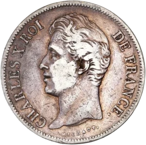 Tête nue de Charles X à gauche.