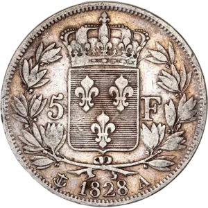 Ecu de France couronné et entouré d'une couronne de laurier.