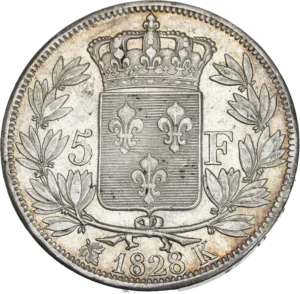 Armoiries couronnées dans une couronne de lauriers.