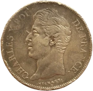 Tête nue de Charles X à gauche.