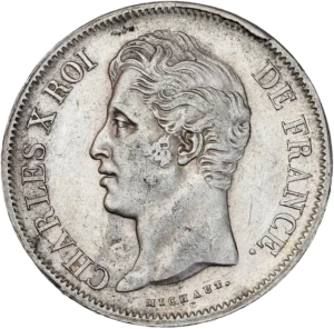 Tête nue de Charles X à gauche.