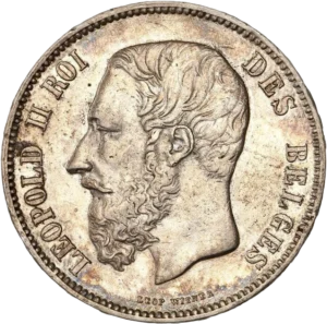 Tête du roi Léopold II à gauche.