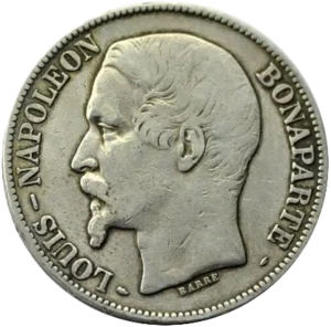 Tête nue de Louis Napoléon à gauche.