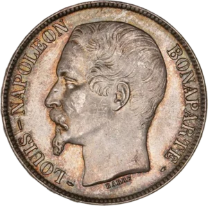 Tête nue de Louis Napoléon à gauche.