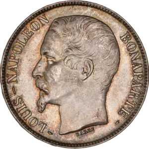 Tête nue de Louis Napoléon à gauche.