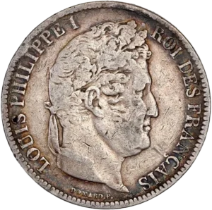 Tête nue de Louis Philippe Ier à droite.