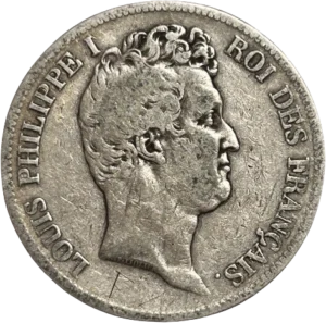 Tête nue de Louis Philippe Ier à droite.
