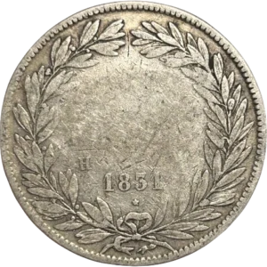 L'inscription "5 francs 1831" entouré d'une couronne de laurier et de chêne.