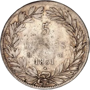 Tête laurée de Louis Philippe Ier à droite.