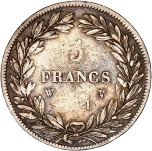 L'inscription "5 francs 1831" entouré d'une couronne de laurier et de chêne.