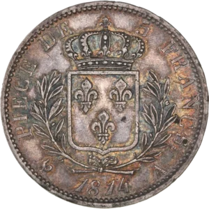 Ecu de France couronné et entouré d'une couronne de laurier.