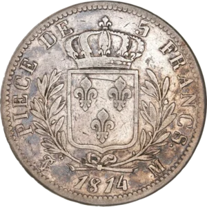 Ecu de France couronné et entouré d'une couronne de laurier.