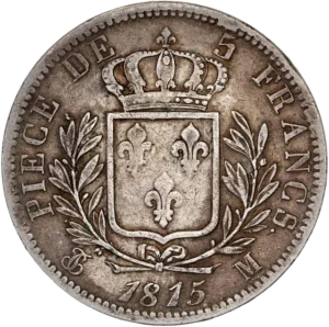 Buste habillé de Louis XVIII à gauche.