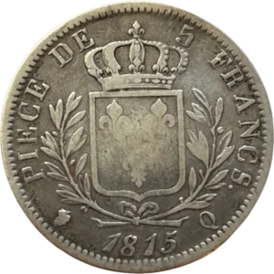 Ecu de France couronné et entouré d'une couronne de laurier.