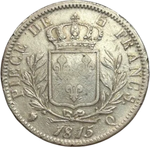 Ecu de France couronné et entouré d'une couronne de laurier.