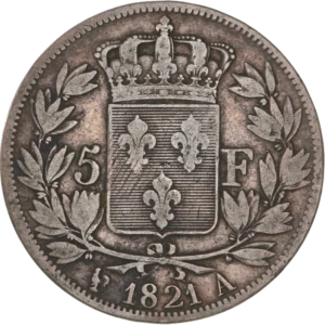 Ecu de France couronné et entouré d'une couronne de laurier.