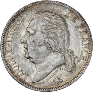 Buste nu de Louis XVIII à gauche.