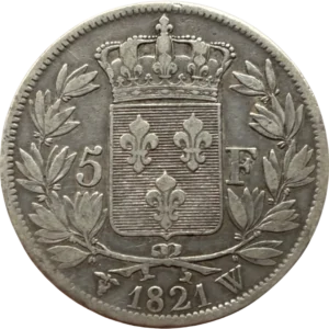 Ecu de France couronné et entouré d'une couronne de laurier.