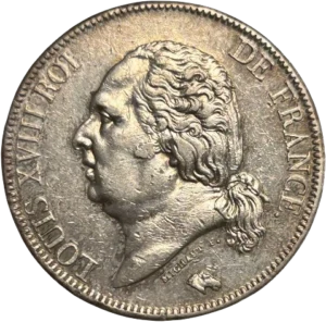 Buste nu de Louis XVIII à gauche.