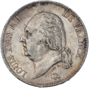 Tête de Louis XVIII à gauche.