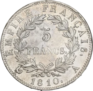 L'inscription "5francs" entourée d'une couronne de laurier.