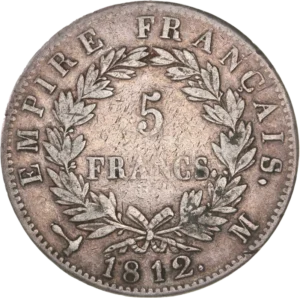 5 francs dans une couronne de laurier.