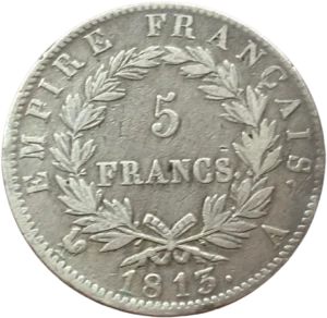 5 francs dans une couronne de laurier.