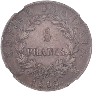 5francs dans une couronne végétale.