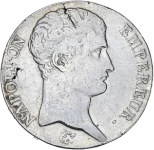 Tête nue de Napoléon Ier à droite.
